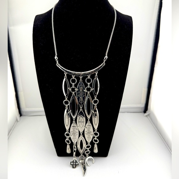 Chico's Silver-Tone Textured Bib Necklace - Picture 2 of 7